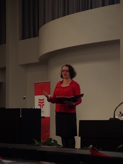 Johanna Kohonen oli puhumassa Miten pärjätä Mediassa ja kuinka voimme esintyyä pelottomana julkisuudessa